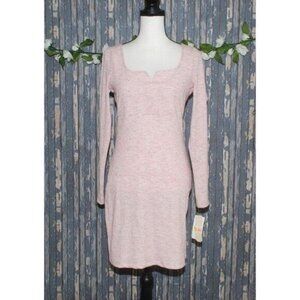 NWT Gianni Bini M Heather Pink Scoop Neck Stretch Knit Sheath Ribbed Knit Dress